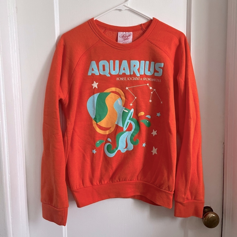 Anthropology Orange Aquarius Sweatshirt